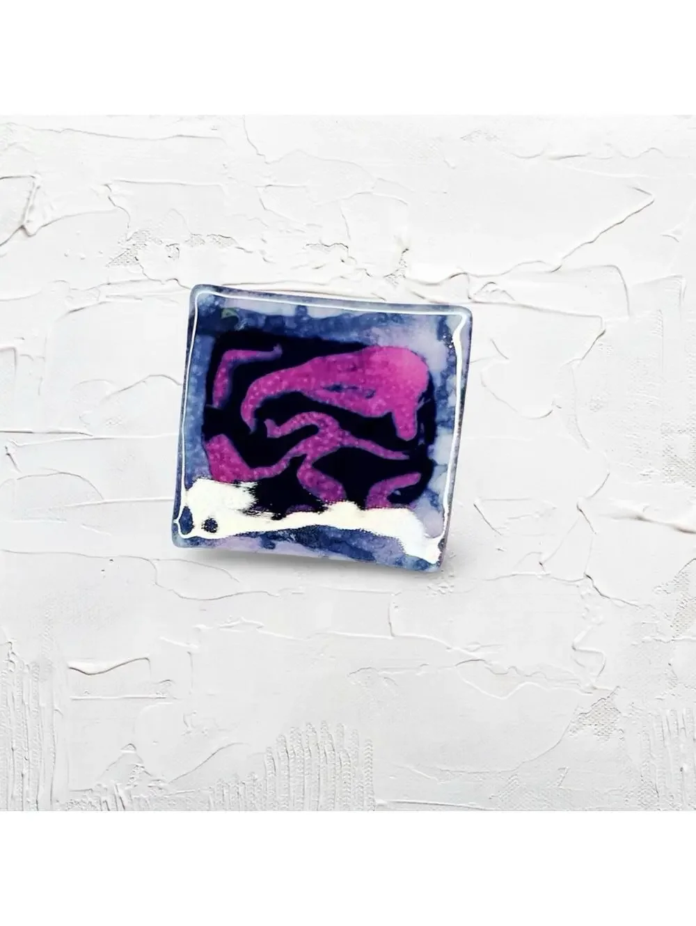 227. Purple Ceramic Abstract Brooch Vintage